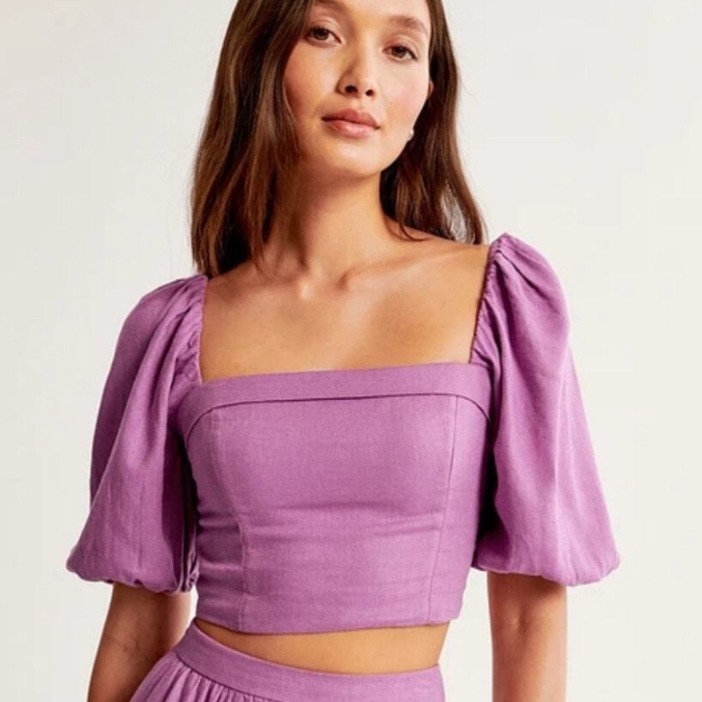 Abercrombie & Fitch Linen-Blend Crop Top